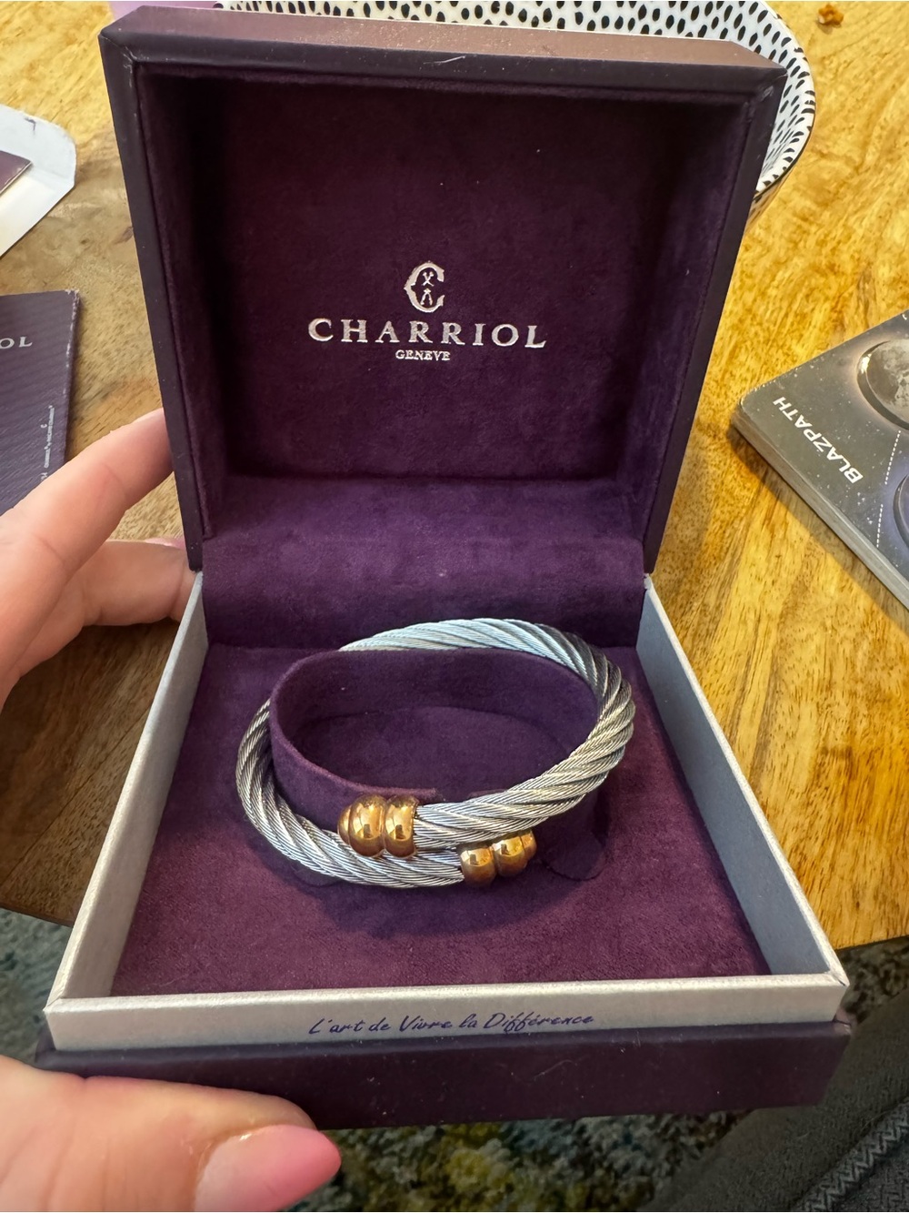 Charriol Women’s Silver Cable Bracelet with Rose Gold Accents - Brand New in Box - Picture 5 of 8
